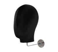 Milageto Supporto per parrucca con testa di manichino da parete, facile da installare, portacappelli multiuso, espositore per cappelli per parrucche, negozio, Nero