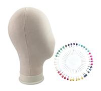 Milageto Supporto per testa di manichino in pelle scamosciata con base stabile, supporto per testa di parrucca bianco multifunzionale per cappelli, occhiali, 21 Inch