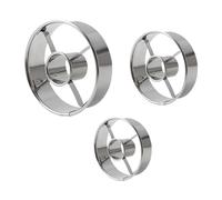 Milageto Taglia ciambelle con foro, facile da pulire, strumento per tagliare ciambelle, ideale per ristoranti, appassionati, biscotti, bagel e altri dolci, 3 Pezzi Argento