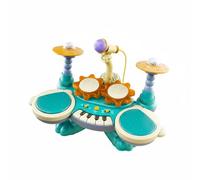 Milageto Tastiera Elettronica Bambini con Pad Percussivi Microfono Set Interattivo per Esercizi di E Performance Finte Adatta per Principianti Feste in Casa Attività Familiari , Blu Lago