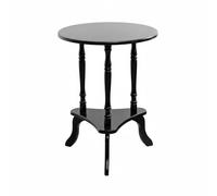 Milageto Tavolino Rotondo con Ripiano Tavolo Laterale Comodino Appoggio Salotto in Legno Multistrato Stile Classico Europeo Base Stabile Piano Arrotondato, Nero, 48-48-61cm