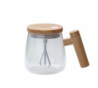 Milageto Tazza Automatica Mescolante Bicchiere Elettrico Tazza Autoagitatore Bicchiere Miscelatore Vetro Borosilicato Ispessito con Rotazione Rapida per, Acero Bianco+Batteria