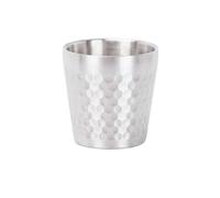 Milageto Tazza Doppio Strato Metallo Bicchiere Termico Martellato Resistente Lavabile Bicchiere Bevande Calde Adatto per Casa Lavoro Tempo Libero Degustazione, Silver, 175ML