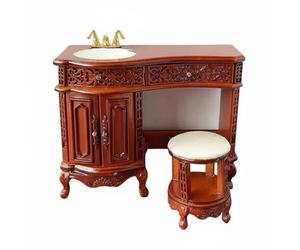Milageto Toilette in Miniatura per Casa Delle Bambole Comodino Sgabello Mobile Bagno Legno con Dettagli Intagliati E Cassetto Apribile Adatta a Diorami Fotografia Collezionisti