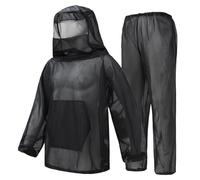 Milageto Tuta da Apicoltore, con Cappuccio ventilato, Cerniera, Maglia Leggera e Pantaloni in Rete, Protezione per Esterni per Giardinaggio, Unisex, XL XXL Nero