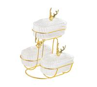 Milageto Vassoio per Snack con Supporto in Metallo, 3 Scomparti, Staccabile, Moderno, Versatile, Organizer per, Piatto per Caramelle, Ideale per V, Chiaro con L'alce