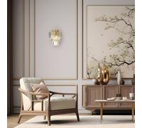 Milagro Lighting Applique Milano, altezza 27 cm, oro/cristallo, vetro, 2 x E14 Milagro Lighting