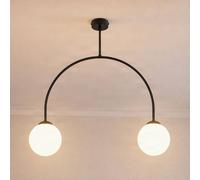 Milagro Lighting Plafoniera Archie, nera, lunghezza 68 cm, metallo, a 2 luci. Milagro Lighting
