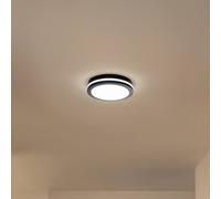 Milagro Lighting Plafoniera LED Marlon, Ø 22 cm, nero, plastica, IP54 Milagro Lighting
