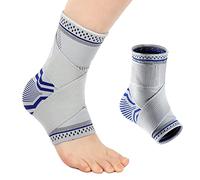 MILAIUN Cavigliera Sportiva per Distorsione 2 Pezzi, Supporto Cavigliera Ortopedica Elastica, Supporto per Caviglia Regolabile Traspirante per Uomo e Donna, Calzini per fascite Plantare (XL, Blu)