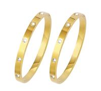 MILAKOO 2 PEZZI Ladies Bangle Set per le Donne 6mm Titanio Acciaio Bracciale Set Bracciali Amicizia Oro