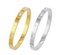MILAKOO 2PCS Ladies Bangle Set per le donne 6mm Titanio Aacciaio Bracciale Set Bracciali Amicizia Oro Argento