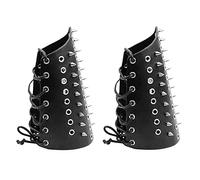 Milakoo - Bracciale in pelle PU, con lacci e borchie, stile arciere, protezione per il braccio regolabile, 23.5 centimeters, Pelle sintetica