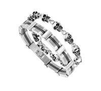 MILAKOO Punk Gothic Bracciali in Acciaio Inox Set per gli Uomini Donne Argento Teschio Link Catene Biker Bracciale orologio