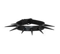 MILAKOO Punk Rock Gothic Emo Black-Tone Long Spike PU Collana girocollo in pelle nera simulata