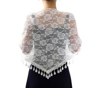MILAKOO Sciarpa a Triangolo in Pizzo con Nappe da Donna Sciarpe da Sera per Feste Sciarpe da Sposa in Rete