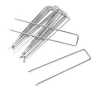Milaloko 30 Pack 15cm a Forma di U Giardino di Sicurezza Peg in Acciaio Zincato a Terra Ppinze per Tessuto di Erba, Rete, Erba Artificiale, Tenda, Membrana, Argento