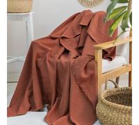 Milam London Coperta in cotone | Morbida coperta per poltrone, divani e divani | copriletto singolo - terracotta - 170 x 200 cm