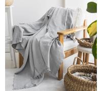 Milam London Coperta in cotone per divano, morbida coperta per poltrone, divani, divani | copriletto singolo, coperta per esterni, grigio - 170 x 200 cm