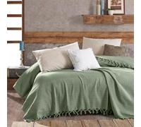 Milam London Coperta Verde Salvia Copriletti In Waffle Di Cotone Divano King Size Letto Grande A 3 Posti Coperta Verde Per Letto Copriletti Grandi Per Divani 220 X 240 Cm