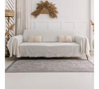 Milam London Copridivano grande a 3 posti, copridivano a 3 posti, 100% cotone, 180 x 300 cm, colore: crema
