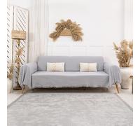 Milam London Copridivano grande a 3 posti, copridivano a 3 posti, 100% cotone, 180 x 300 cm, grigio