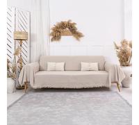 Milam London Copridivano grande a 3 posti, copridivano a 3 posti, 100% cotone, copridivano 180 x 300 cm, beige