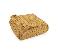 Milam London Copriletto king size | 100% cotone morbido coperta per letto | copridivano grande a 3 posti | collezione Joanna | 220 x 250 cm - senape