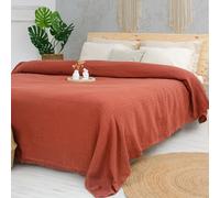 Milam London Copriletto king size | copriletto in cotone per divani grandi | copriletti king size coperte per letti | 220 x 240 cm | 86 x 94 pollici - terracotta