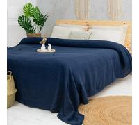 Milam London Copriletto king size | Copriletto in cotone per divani grandi | copriletti king size coperte per letti | 220 x 240 cm | 86 x 94 pollici blu navy