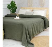 Milam London Copriletto king size, in cotone, per divani di grandi dimensioni, copriletto king size, 220 x 240 cm, verde oliva