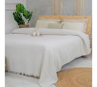 Milam London Copriletto king size, in cotone, per divani di grandi dimensioni, copriletto king size, 220 x 240 cm, colore: crema