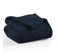 Milam London Morbida coperta | 100% cotone copriletto per poltrona, divano, letto singolo | copriletto singolo, collezione Joanna, coperta accogliente, blu navy, 120 x 180 cm