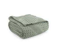 Milam London Morbida coperta in 100% cotone, per poltrona, divano, letto singolo, copriletto singolo, copriletto singolo, collezione Joanna, coperta accogliente 120 x 180 cm, verde salvia