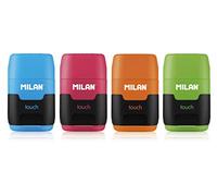 Milan Display Box 16 Erasers With Sharpener Compact Duo Multicolor Bambini