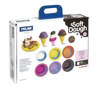 MILAN - Valigetta 6 barattoli 59 g Pasta morbida Soft Dough con attrezzi 'gelati e gofres', multicolore (FACTIS, S.A. 913306ICW)