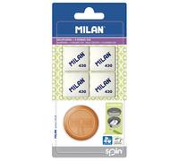Milan Blister 1 Temperamatite Spin New Look + 4 Gomme Da Cancellare