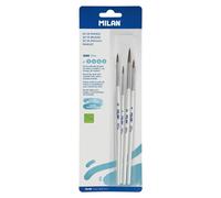 Milan Blister 4 Pennelli Tondi Pelo Di Capra E Sintetico Manico Bianco Serie N2 4 6 E 8 101w