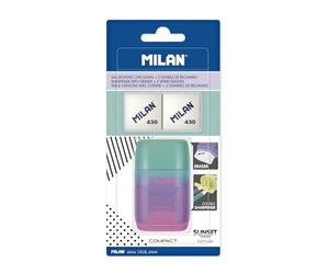 MILAN Blister Affilaborra COMPACT Sunset lilla + 2 gomme di ricambio, BYM10451