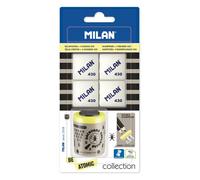Milan Blister Pack 1 Collezione Be Atomic Serie Speciale Temperamatite + 4 Gomme Da Cancellare