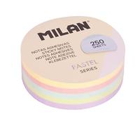 MILAN Blocco 250 note adesive rimovibili rotonde, colori pastello Ø 67 mm
