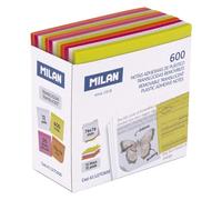 MILAN® Blocco 600 note adesive traslucide 76 x 76 mm. Multicolore: bianco, giallo, rosa e arancione Fluo