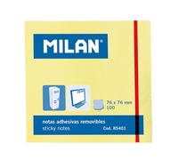 Milan Blocco da 100 Foglietti Adesivi - Rimovibile - 76mm x 76mm - Colore Giallo Chiaro