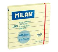 Blocco 100 foglietti adesivi giallo chiaro a righe 76 x 76 mm NUOVO