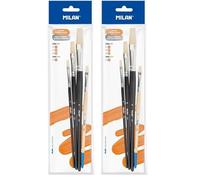 MILAN® Borsa 3 Pennelli Piatti Serie 501# 4, 10 e 16 + 1 Pennello Serie 524# 8 (Confezione da 2)