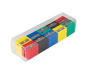 Milan - Box 20 Pencil Sharpener Plastic Assorted Colours (Red, Yellow, Green, Black, Blue)