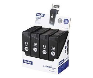 Milan Box of 24 Tubes of 12 Refill Leads 1.3mm Black