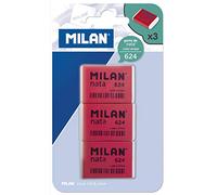 MILANO NATA 624 Pacchetto di 3 gomme rettangolari - plastica - morbida - non abrasiva - rosso/bianco