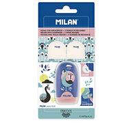 MILAN BYM10034PCK BLÍSTER AFILABORRA Capsule Peacock + 2 GOMAS DE RECAMBIO, Multicolore