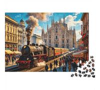 Milan Cathedral 1000 Pezzi Puzzle Riciclato Paper Downtown Rail Puzzles per ragazzi e ragazze dai 6 anni in su accessori per il tempo di gioco familiare ottima idea regalo Home 38x26cm/1000 pezzi